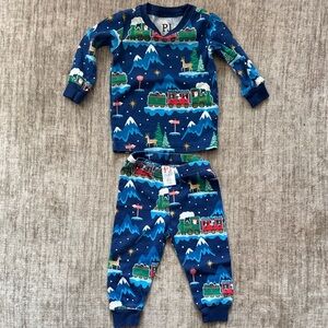 PJ Kids Train Pajama Set - Blue and Green